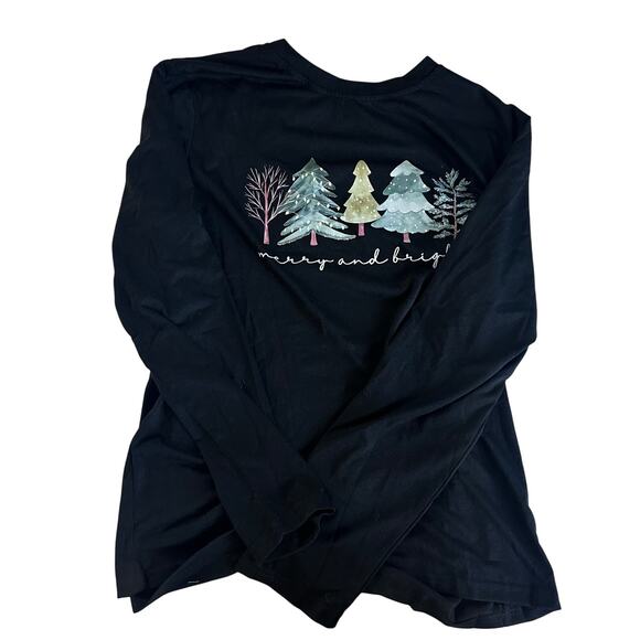 Merry & Bright Christmas Tree Print Top - Women's Medium - Picture 1 of 4